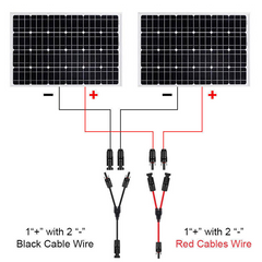 Solarkabel Y-Verteiler I 1 Paar 1Y2 Stecker für Solarpanel Kabelverlängerung (Rot + Schwarz)