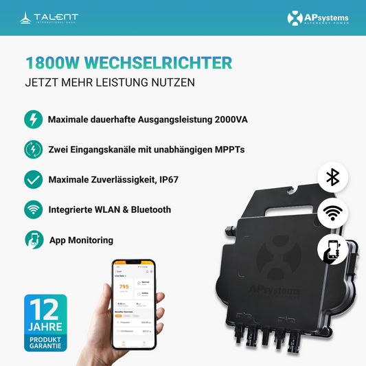 APsystem EZ1D 1800W Microwechselrichter inkl. Wi-Fi und Bluetooth