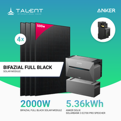 2000W Balkonkraftwerk mit Speicher - 4x 500W Full Black bifazial & Anker Solix Solarbank 3 Pro