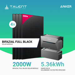 2000W Balkonkraftwerk mit Speicher - 4x 500W Full Black bifazial & Anker Solix Solarbank 3 Pro