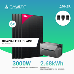 3000W Balkonkraftwerk mit Speicher - 6x 500W Full Black bifazial & Anker Solix Solarbank 3 Pro