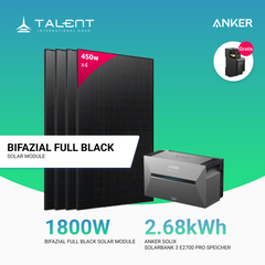 1800W Solarkraftwerk mit Speicher - 4 x 450W Bifacial Full Black Module, Anker Solix Solarbank 3 Pro E2700 Pro