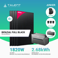 1820W Balkonkraftwerk mit Speicher - 4x 455W Full Black Glas-Glas bifazial Modul & Anker Solix Solarbank 3 Pro