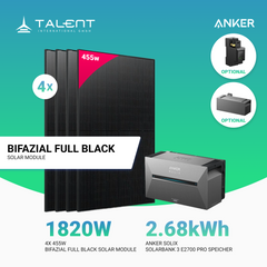 1820W Balkonkraftwerk mit Speicher - 4x 455W Full Black Glas-Glas bifazial Modul & Anker Solix Solarbank 3 Pro