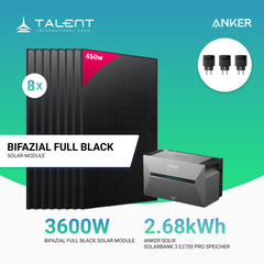 3600W Balkonkraftwerk mit Speicher - 8x 450W Full Black bifazial & Anker Solix Solarbank 3 Pro