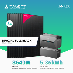 3640W Balkonkraftwerk mit Speicher - 8x 455W Bifazial Glas-Glas Full Black Modul & Anker Solix Solarbank 3 Pro