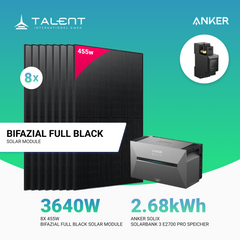 3640W Balkonkraftwerk mit Speicher - 8x 455W Bifazial Glas-Glas Full Black Modul & Anker Solix Solarbank 3 Pro