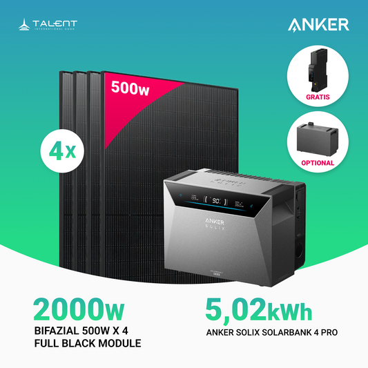 2000W Balkonkraftwerk mit Speicher - 4x 500W Full Black bifazial & Anker Solix Solarbank 4 Pro | jetzt auf Lager & sofort lieferbar