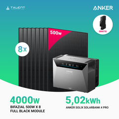 4000W Balkonkraftwerk mit Speicher - 8 x 500W Full Black bifazial & Anker Solix Solarbank 4 Pro | jetzt auf Lager & sofort lieferbar