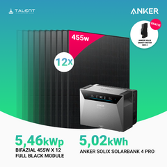 5460W Balkonkraftwerk mit Speicher - 12 × 455W Full Black bifazial Glas-Glas Module & Anker SOLIX Solarbank 4 Pro | jetzt auf Lager & sofort lieferbar