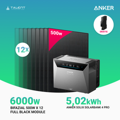 6000W Balkonkraftwerk mit Speicher - 12x 500W Full Black bifazial & Anker Solix Solarbank 4 Pro | jetzt auf Lager & sofort lieferbar