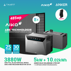 3880W Balkonkraftwerk mit Speicher - 8 × AIKO 485W Full Black bifazial & Anker SOLIX Solarbank 4 Pro | jetzt auf Lager & sofort lieferbar