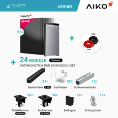 PV Komplettset 12 kWp - 26 × AIKO 465W Full Black & Anker X1-H12K-T mit Speicheroption & Unterkonstruktion