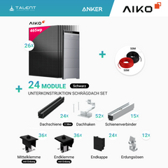 PV Komplettset 12 kWp - 26 × AIKO 465W Full Black & Anker X1-H12K-T mit Speicheroption & Unterkonstruktion