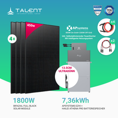 APsystems EZHI Balkonkraftwerk 2025: Apsystems EZHI + Hailei Athena Pro Batteriespeicher + 1800W Bifacial Glas Full Black PV Module