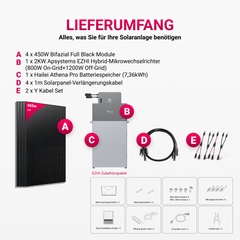 APsystems EZHI Balkonkraftwerk 2025: Apsystems EZHI + Hailei Athena Pro Batteriespeicher + 1800W Bifacial Glas Full Black PV Module