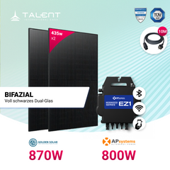 Balkonkraftwerk 870W – 2×435W Golden Solar Bifacial Full Black + 800W APsystems EZ1-M Wechselrichter