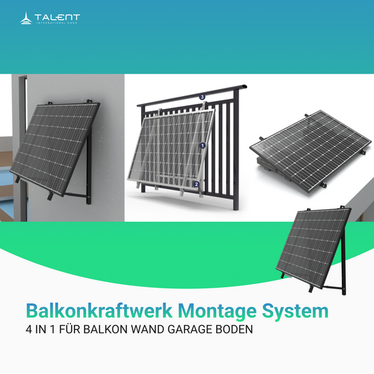 4 in 1 Balkonkraftwerk Montage System für 1 PV Module  | Halterung Befestigung für Balkon Wand Garage Dach