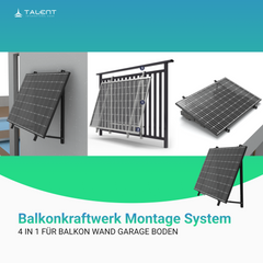 4 in 1 Balkonkraftwerk Montage System für 1 PV Module  | Halterung Befestigung für Balkon Wand Garage Dach