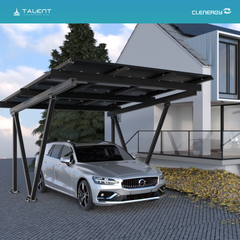 Solarcarport Einzel Clenergy PV-Gestellsystem ezShade 2.0 inkl. 9x 455W Bifazial Full Black Module