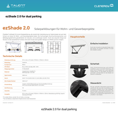 Clenergy PV-Gestellsystem ezShade 2.0 PV-Carport Dual Carport + 15 x 440W Ja Solar / Golden Solar Bifacial Glas PV Modul Full Black