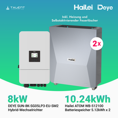 Deye Hybrid-wechselrichter SUN-8K-SG05LP3-EU-SM2 10kW + Hailei 5kWh Batteriespeicher ATOM-WB -512100 Inkl. Heizung und Selbstaktivierender Feuerlöscher