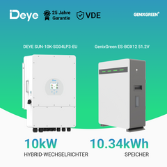 Deye SUN 8/10/12K-SG04LP3 Hybrid-Wechselrichter + GenixGreen ES-BOX12 51.2V 10kWh Wall Mounted LiFePO4 Battery