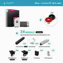PV Komplettset 10 kWp - 23 x 450W Bifacial Full Black Module & Deye 10KW SUN-10K-SG05LP3-EU-SM2 Hybrid-wechselrichter Dreiphasig 10kW Hybridwechselrichter mit Shoto 10kWh Speicher und Unterkonstruktion