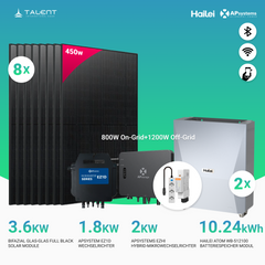 APsystems EZHI + EZ1M Set: Insel- & Hybrid-System + 5 kWh / 10 kWh Speicher + 3600W (8 × 450W) Bifacial Glas-Glas Full Black PV Modul + AC Leistung 3800W