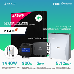 APsystems EZHI + EZ1M Set: Insel- & Hybrid-System + 5 kWh / 10 kWh Speicher + 1940W (4×485W) Aiko Bifacial Glas Full Black Modulen + AC Leistung 2800W