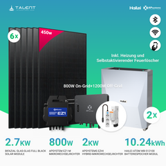 APsystems EZHI + EZ1M Set: Insel- & Hybrid-System + 5 kWh / 10 kWh Speicher + 2700W (6 × 450W) Bifacial Glas-Glas Full Black PV Modul + AC Leistung 2800W