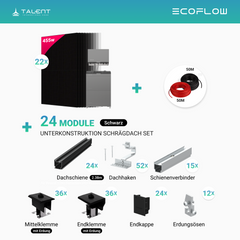PV Komplettset 10.01 kWp - 22 × 455W Full Black & EcoFlow PowerOcean 10kW Hybrid Wechselrichter mit 10.24kWh LFP-Speichersystem (inkl. BMS)