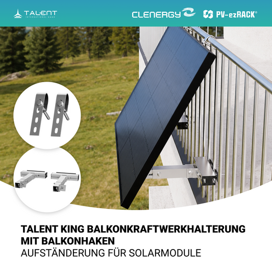 Talent King Balkonkraftwerk Halterung mit Balkonhaken | Aufständerung für Solarmodule