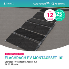Clenergy PVezRack® Ascent 1.1: Flachdach in Ost/West-Ausrichtung PV Montageset fü 12 Module ( neue ver. 2026 )