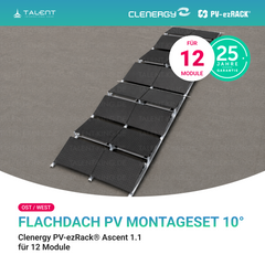 Clenergy PVezRack® Ascent 1.1: Flachdach Ost/West PV Montageset fü 12 Module ( neue ver. 2026 )