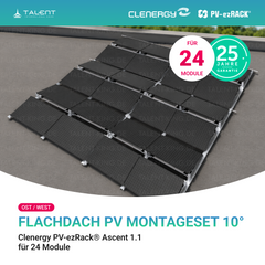 Clenergy PVezRack® Ascent 1.1: Flachdach Ost/West PV Montageset für 24 Module ( neue ver. 2026 )