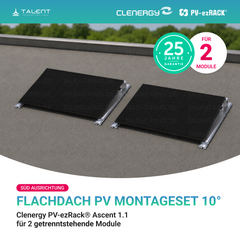 Clenergy PVezRack® Ascent 1.1: Flachdach in Süd-Ausrichtung PV Montageset für 2 getrenntstehende Module ( neue ver. 2026 )