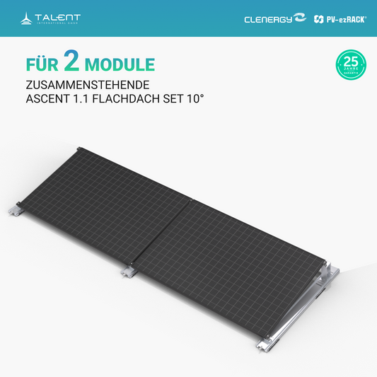 Clenergy PV-ezRack SolarRoof Pro 2.0 Unterkonstruktion Flachdach Set für 2 zusammenstehende Module