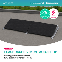Clenergy PVezRack® Ascent 1.1: Flachdach Ost/West PV Montageset für 2 zusammenstehende Module ( neue ver. 2026 )