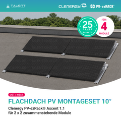 Clenergy PVezRack® Ascent 1.1: Flachdach Ost/West PV Montageset für 2 x 2 zusammenstehende Module ( neue ver. 2026 )