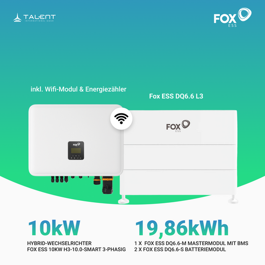 Fox ESS H3-10.0-Smart 10 kW mit DQ6.6 L3 (19,86 kWh) Hochvoltspeicher