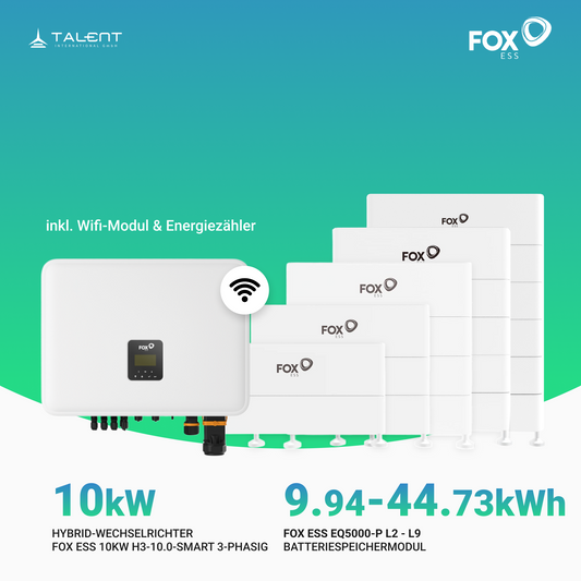 FOX ESS 10kW H3-10.0-Smart 3-phasig Hybridwechselrichter mit Fox ESS EQ5000-P L2 - L6 (9,94 kWh - 29,82 kWh) LFP Hochvolt Speichersysteme inkl. BMS *2026 Neue Version