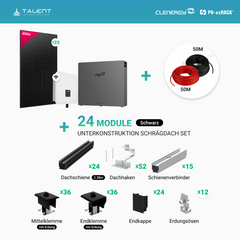 PV Komplettset 10 kWp - 23 x 450W Bifacial Full Black Module & Fox ESS H3-10.0-M ver.2025 10kW Hybridwechselrichter mit EK11 10kWh Speicher und Unterkonstruktion