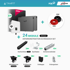 10 kWp Fox ESS PV-Anlage - 23 × SunPro Power 455W N-Typ Bifacial Full Black Glas-Glas Module + 10 kWh /20 kWh EK11 Speicher inkl. Smart Meter – Notstromfähig