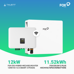 FOX ESS 12kW H3-12.0-Smart 3-phasig Hybridwechselrichter inkl. Wifi-Modul & Energiezähler mit EK12 Hochvoltspeicherbatterie 11.52kWh