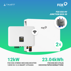 FOX ESS 12kW H3-12.0-Smart 3-phasig Hybridwechselrichter inkl. Wifi-Modul & Energiezähler mit EK12 Hochvoltspeicherbatterie 11.52kWh