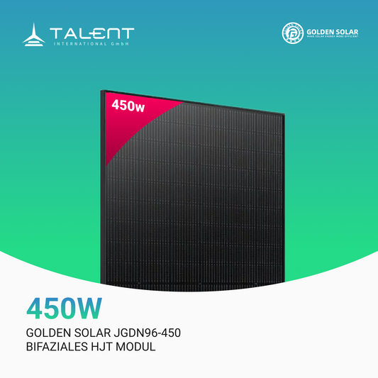 Golden Solar 450W JGDN96-450 HJT Bifacial Glas PV Modul Full Black