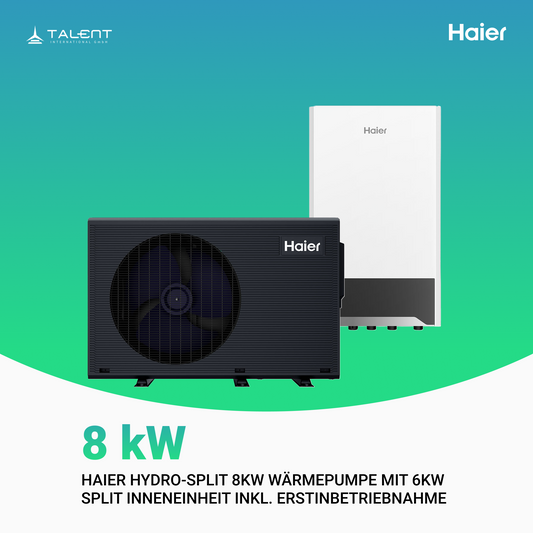 Haier Hydro-Split 8kW Wärmepumpe mit 6kW Split Inneneinheit inkl. Erstinbetriebnahme