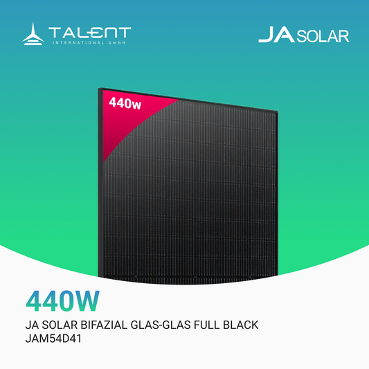 Ja Solar 440W JAM54D41-440/LB Bifacial Glas PV Modul Full Black