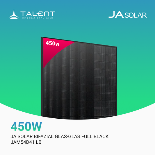 Ja Solar 450W JAM54D41 LB Bifacial Glas PV Modul Full Black